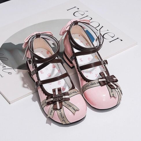 Women's Y2K Kawaii Cute Sweet Lolita Round Toe Mary Jane Shoes Cross Strap Low Block Heel Cosplay Party Prom Dress Pumps in Saudi Arabia