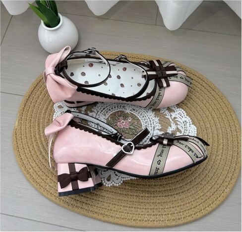 Women's Y2K Kawaii Cute Sweet Lolita Round Toe Mary Jane Shoes Cross Strap Low Block Heel Cosplay Party Prom Dress Pumps in Saudi Arabia
