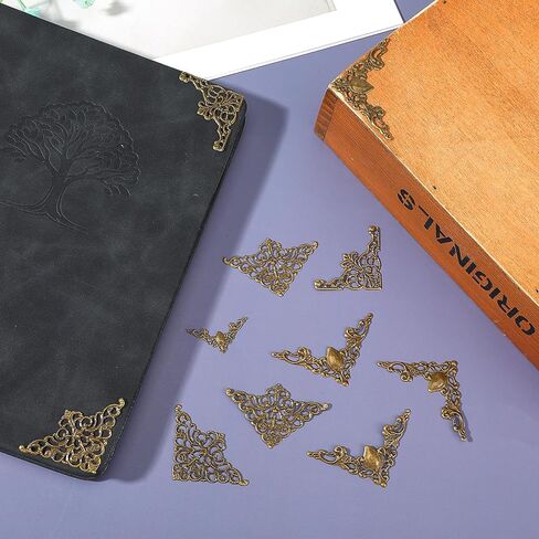 100 قطعة من زوايا الكتب المعدنية 4 أنماط من واقيات زوايا الكتب العتيقة، زوايا كتاب مثلثة مجوفة، حامي حافة الكتاب المزخرف، زخارف معدنية مصقولة لحافظة مجوهرات مكتب سجل القصاصات DIY in Saudi Arabia