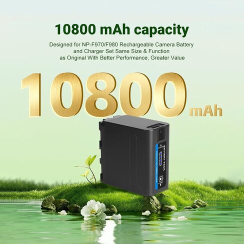 NP-F970 Replacement Battery 10800mAh for NP-F980 NP-F960 NP-F950 NP-F930 NP-F550 NP-F570 NP-F750 Batteries, for Handycams Pack with Micro USB Cable (NP-F980) in Saudi Arabia