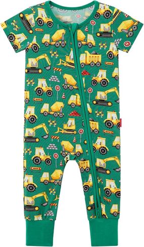 Footless One-Piece Pajamas Baby Boy Zipper Short Sleeve Baby Romper, Viscose Made from Bamboo in Saudi Arabia