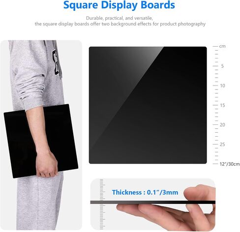 Neewer 30×30cm Acrylic Poster Boards for Photography, Square Black and White Background Boards Non-Reflective and Reflective for Table Shooting Products in Saudi Arabia