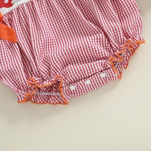 Baby Girl Football Smocked Outfit Plaid Rugby Animal Embroidered Crew Neck Long Sleeve Romper with Headband in Kuwait