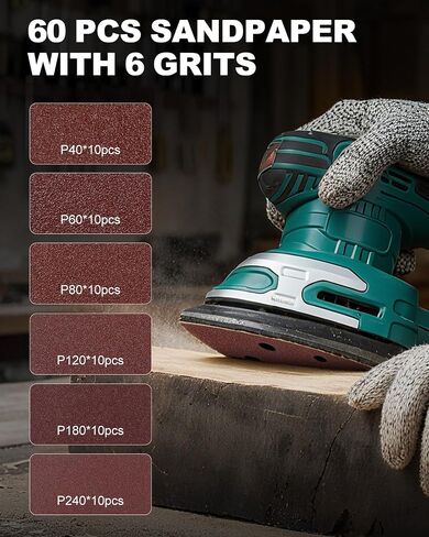 36 PCS Detail Sander Sandpaper Premium 60/80/100/120/180/240 Grits Mouse Sandpaper 6 Hole Palm Sander Paper Hook and Loop Sanding Pads in Saudi Arabia