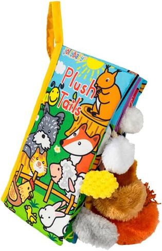 HECCEI Baby Cloth Books Soft Baby Book 0-6 Months Crinkle Books with Tail Touch and Feel Sensory Toys for Infant Tummy Time for 3 Months+, Plush Tails in Kuwait