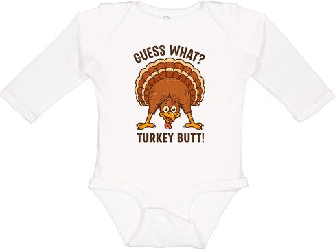 inktastic Guess What Turkey Butt Long Sleeve Creeper in Saudi Arabia