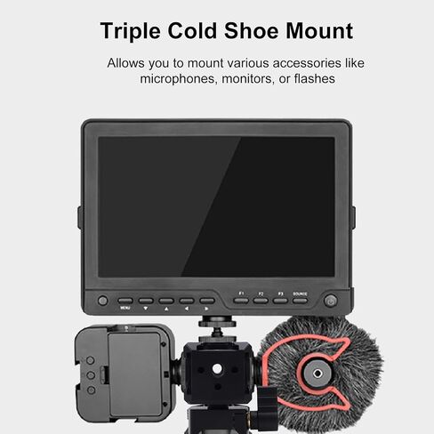 Yunseity Triple Cold Shoe Extender, Camera Mount with 3 Cold Shoe Mounts, 1/4 Thread, Aluminum Alloy Construction, 4 Screw Holes, 78g, for LED Lights, Microphones, Filmmaking in Saudi Arabia