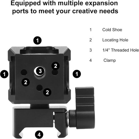 Yunseity Triple Cold Shoe Extender, Camera Mount with 3 Cold Shoe Mounts, 1/4 Thread, Aluminum Alloy Construction, 4 Screw Holes, 78g, for LED Lights, Microphones, Filmmaking in Saudi Arabia