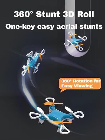 طائرة صغيرة بدون طيار صديقة للمبتدئين، طائرة بدون طيار صغيرة لجميع الأعمار مع رحلات طيران سهلة وحيل 360 درجة، تأثيرات خاصة دوران ثلاثي الأبعاد، مدمجة للغاية ومحمولة، هدية مفاجئة للأولاد والبنات (أزرق) in Kuwait