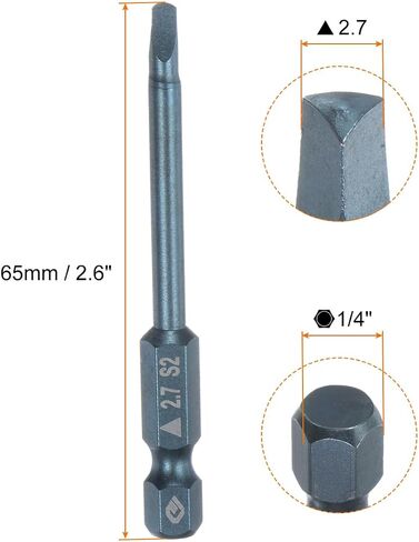 HARFINGTON Magnetic Triangle Drill Bit 2.3mm 65mm Length 1/4 Inch Hex Shank S2 Steel Triangular 3 Point Head Screwdriver Bit Set in Saudi Arabia