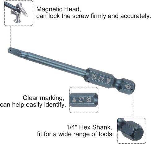 HARFINGTON Magnetic Triangle Drill Bit 2.3mm 65mm Length 1/4 Inch Hex Shank S2 Steel Triangular 3 Point Head Screwdriver Bit Set in Saudi Arabia