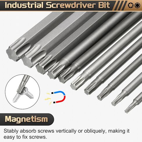 HARFINGTON 3pcs T20 Torx Head Screwdriver Bit 1/4" Hex Shank 4.3" (110mm) Long Magnetic No Hole Tip Tamper Proof 6 Point Star Screw Driver Drill Bits S2 Steel Industrial Power Screwdrivers in Saudi Arabia