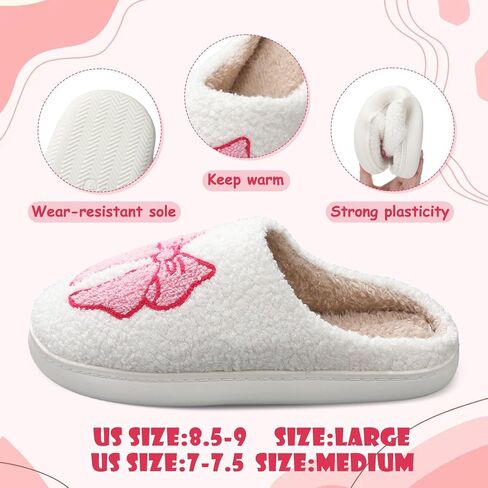 Geyoga Pink Bow Coquette Slippers Sock Lover Gift Women Fluffy Plush Non Skid House Cute Cartoon Bow Slippers Christmas Gift in Saudi Arabia