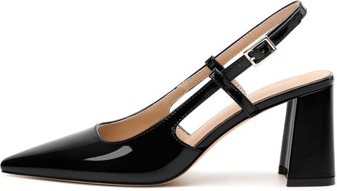 SKYSTERRY Women's Slingback Heels Square Closed Toe Chunky Block High Heel Pumps Comfortable Work Wedding Party Dress Shoes 2.6 Inch in Saudi Arabia