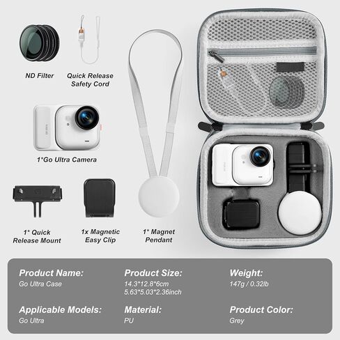 حقيبة حمل لملحقات Insta 360 GO Ultra، حافظة واقية للتخزين، غطاء صلب لكاميرا Insta360 GO Ultra Vlogging Action Camera (أسود) in Saudi Arabia