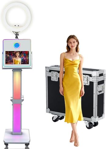 Portable Photo Booth Machine Selfie 15.6 inch Touch Screen Photobooth with RGB Light for Wedding Events Party with Flight Case (Photo Booth Machine) in Saudi Arabia
