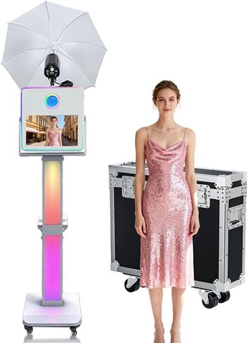 Portable Photo Booth Machine Selfie 15.6 inch Touch Screen Photobooth with RGB Light for Wedding Events Party with Flight Case (Machine+Camera) in Saudi Arabia