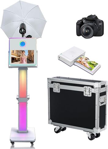 Portable Photo Booth Machine Selfie 15.6 inch Touch Screen Photobooth with RGB Light for Wedding Events Party with Flight Case (Machine+Camera) in Saudi Arabia