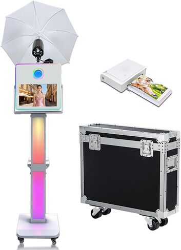 Portable Photo Booth Machine Selfie 15.6 inch Touch Screen Photobooth with RGB Light for Wedding Events Party with Flight Case (Machine+Camera) in Saudi Arabia