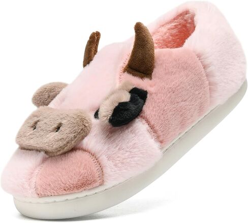 Cow Slippers for Women & Men - Plush Soft Non-Slip Cute Cows House Slipper, Winter Warm Fuzzy Shoes with Comfort Memory Foam, Pink in Saudi Arabia