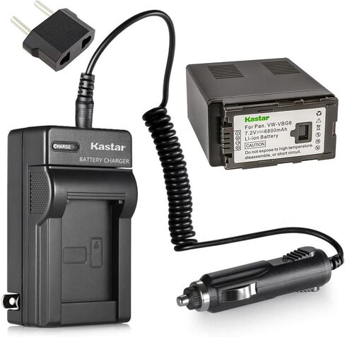 بطارية Kastar + شاحن سفر بديل لبطارية باناسونيك VW-VBG6 وبطارية باناسونيك AG-AC160A، AG-AC7، AG-AC130A، AG-AC160A، AG-HMC40، AG-HMC70، AG-HMC150، H68، H80، H90، H258، VDR-D50، D58، D310 in Saudi Arabia