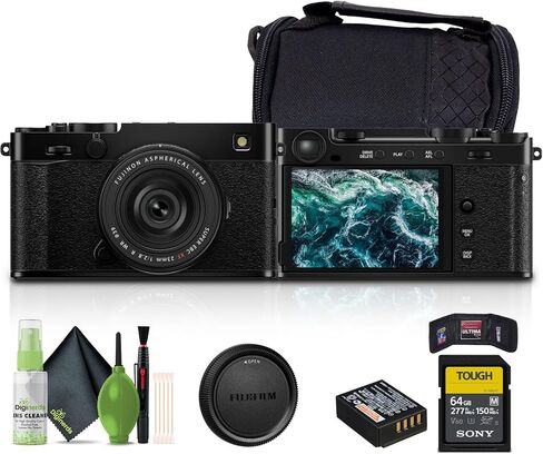 FUJIFILM X-E5 Mirrorless Digital Camera with XF 23mm f/2.8 Lens (Silver) Bundle with 64GB UHS-II SDXC Memory Card + Carrying Case + Cleaning Kit + Memory Card Wallet + USB Card Reader, SD/microSD in Saudi Arabia