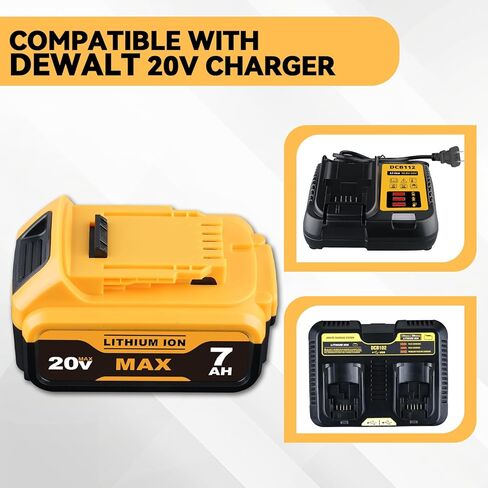 2 حزمة 20 فولت DCB200 7.0Ah استبدال لبطارية ديوالت 20 فولت DCB200 DCB201 DCB203 DCB204 DCB206 DCB207 DCB208 متوافق مع أدوات الطاقة اللاسلكية لبطارية ديوالت in Kuwait