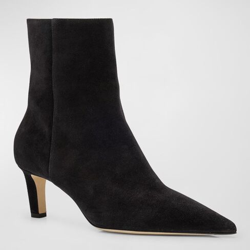Women's Kitten Heel Ankle Boots Faux Suede Side Zipper Dressy Low Heeled Bootie Pointed Toe Fall Winter Office Wedding Booties for Ladies in Saudi Arabia