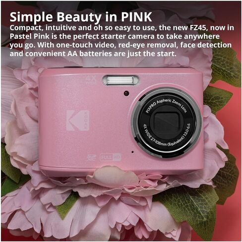 كاميرا Kodak PIXPRO FZ45 Friendly Zoom 16MP 1080p Full HD الرقمية (وردي باستيل) حزمة مع بطاقة الذاكرة (عنصران) in Saudi Arabia