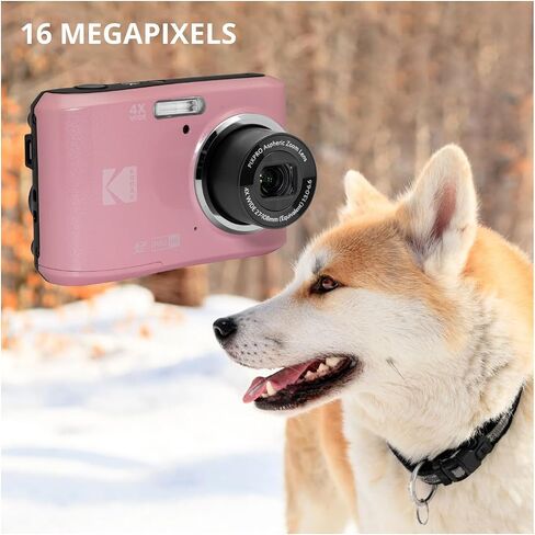 كاميرا Kodak PIXPRO FZ45 Friendly Zoom 16MP 1080p Full HD الرقمية (وردي باستيل) حزمة مع بطاقة الذاكرة (عنصران) in Saudi Arabia