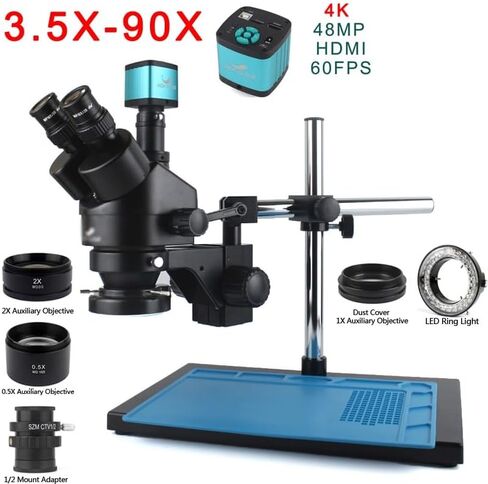 Simul-Focal Trinocular Stereo Digital USB Industry Microscope Video Camera for Soldering Repair (D Light Grey) in Saudi Arabia
