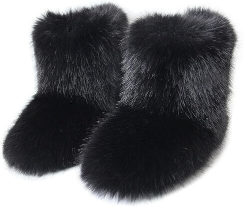 QMFUR أطفال بنات بنين فروي رقيق قصير حذاء الثلوج الجلد المدبوغ فو الفراء التمهيد شتاء دافئ منتصف العجل التمهيد مريحة حذاء مسطح في الهواء الطلق in Kuwait