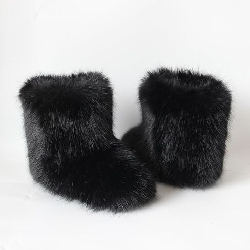 QMFUR أطفال بنات بنين فروي رقيق قصير حذاء الثلوج الجلد المدبوغ فو الفراء التمهيد شتاء دافئ منتصف العجل التمهيد مريحة حذاء مسطح في الهواء الطلق in Kuwait