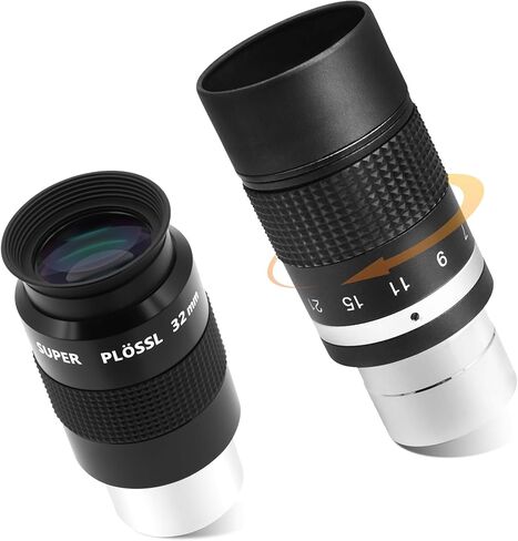 Astromania 1.25" 32mm Super Plossl Telescope Eyepiece - Bundle with - Zoom Eyepiece for Telescope 7-21mm in Saudi Arabia
