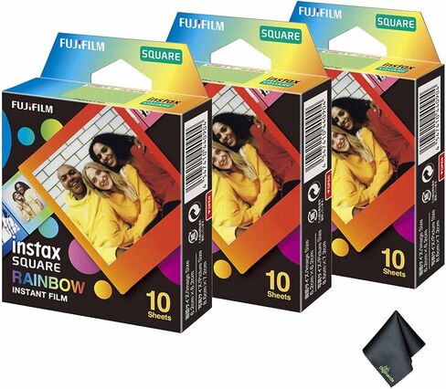 حزمة فيلم FUJIFILM INSTAX Square Rainbow الفوري (30 صورة) مع قطعة قماش للتنظيف من الألياف الدقيقة in Saudi Arabia