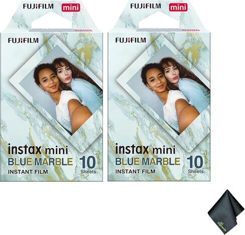 FUJIFILM INSTAX MINI Instant Film (Blue Marble, 20 Exposures) Bundle with Microfiber Cleaning Cloth in Saudi Arabia