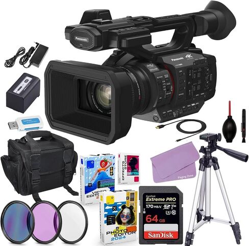 Panasonic HC-X2 4K Camcorder Bundle + Accessory Kit Including 64GB Extreme Pro Memory, Filters, Case, Video/Photo Editing Software Package & More (25 Items) (Renewed) in Saudi Arabia