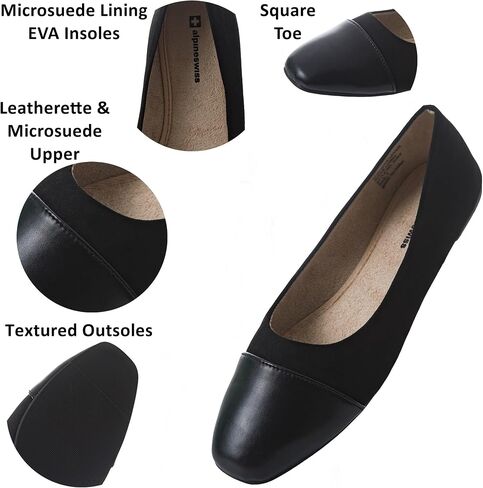 Alpine Swiss Tory Womens Square Toe Ballet Flats Cap Toe Slip On Comfort Shoes in Saudi Arabia