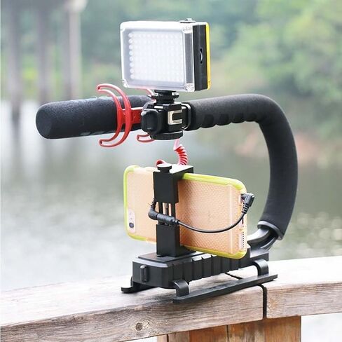 GOWENIC Camera Accessories, C Shaped Flash Stand Stabilizer with Detachable Shoe Rack for Compact Cameras Camcorders Video Lights Microphones (As Shown) in Saudi Arabia