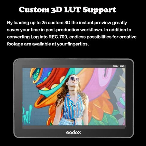 Godox GM7S 4K 1200nit HDMI 7" Ultra Bright Camera Monitor,160°H/160°V Viewing Angle,25 Custom LUT Files,DC/Type-C Power Supply,1920x1200 Higher Resolution,Suitable for Photography,Video Surveillance in Saudi Arabia