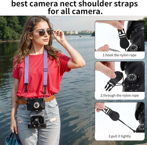 Adjustable Camera Neck Strap - Universal Tablet Shoulder Strap for Binocular, Laptop, Phone - Purple Nylon Lanyard in Saudi Arabia