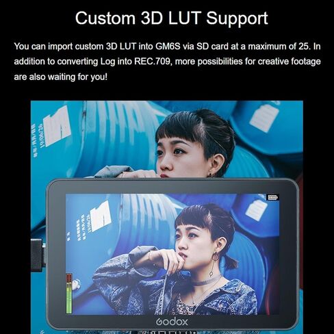 GODOX GM6S 4K HDMI 5.5" Ultra Bright Camera Monitor,1200nit Full HD 1920×1080 Resolution,160°H/160°V Ultra-Wide Viewing Angle,Lithium Battery/DC/Type-C Power Supply,25 Custom 3D LUT in Saudi Arabia