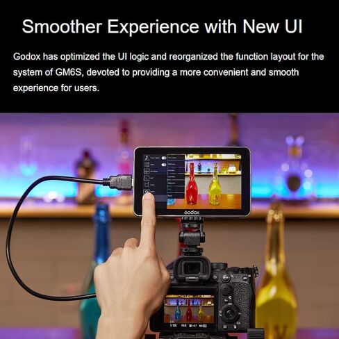 GODOX GM6S 4K HDMI 5.5" Ultra Bright Camera Monitor,1200nit Full HD 1920×1080 Resolution,160°H/160°V Ultra-Wide Viewing Angle,Lithium Battery/DC/Type-C Power Supply,25 Custom 3D LUT in Saudi Arabia
