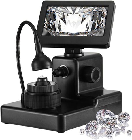 Diamond Inspection Microscope - 4.3'' LCD Digital Viewer, 50-1000X Magnification, LED Illumination, Adjustable Focus 10-40mm, Perfect for Gemstone and Jewelry Evaluation in Saudi Arabia