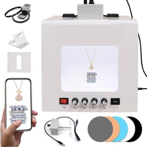 Portable Mini Photo Studio Light Box - Adjustable 3000-5500K Photography Tent Kit with 4 LED Lights, Automatic Turntable & Hanging Stand for Professional Product Shooting in Saudi Arabia