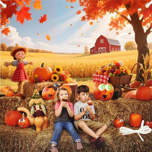 Happy Thanksgiving Banner Backdrop 71x43 Inch Thanksgiving Decorations Maple Leaves Turkey Pumpkin Photo Backdrop Banner Fall Themed Party Decorations with 19.68ft Ribbon in Kuwait