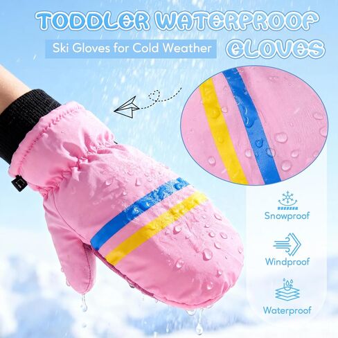 Zando Waterproof Toddler Snow Gloves Kids Mittens Winter Warm Thermal Long Cuff Boys Girls Children Ski Cold Weather Outdoor in Saudi Arabia