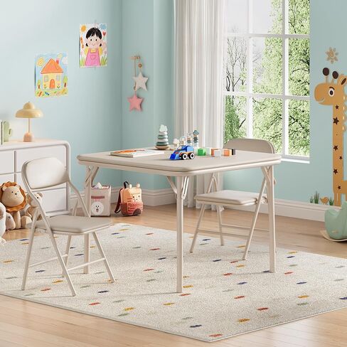 GarveeHome 5-Piece Kids Folding Table and Chairs Set, Toddlers Children's Activity Table and Chairs Set for Dining Room, Daycare, Classrooms in Saudi Arabia