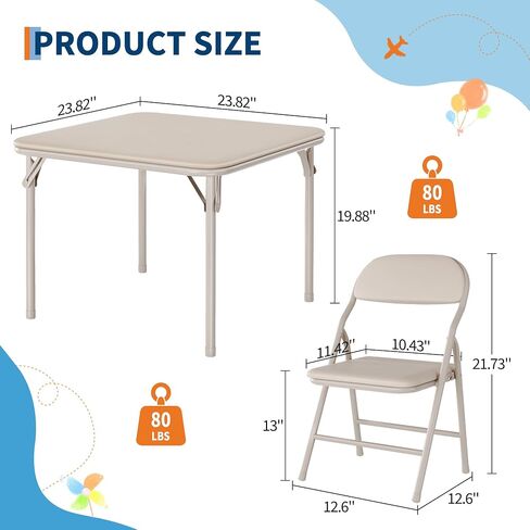 GarveeHome 5-Piece Kids Folding Table and Chairs Set, Toddlers Children's Activity Table and Chairs Set for Dining Room, Daycare, Classrooms in Saudi Arabia