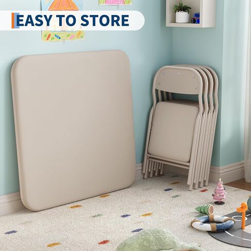 GarveeHome 5-Piece Kids Folding Table and Chairs Set, Toddlers Children's Activity Table and Chairs Set for Dining Room, Daycare, Classrooms in Saudi Arabia